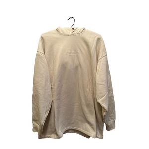 Essentials Mens Sweatshirt Pullover Hoodie Embossed Logo Cream Size Medium